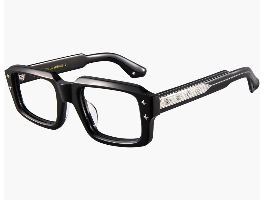 Lunettes de vue carrées Monture noire Acétate Bridge O