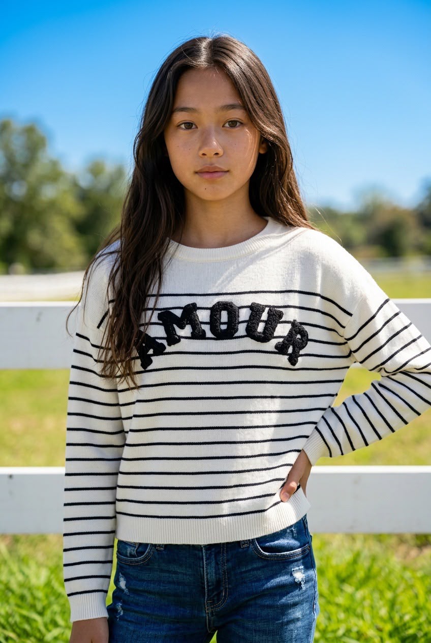 Pull marinière fille Amour