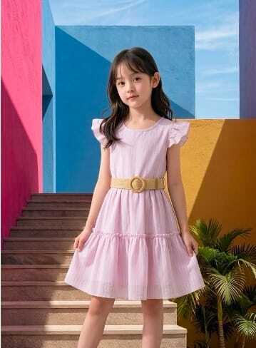 Robe rose rayée