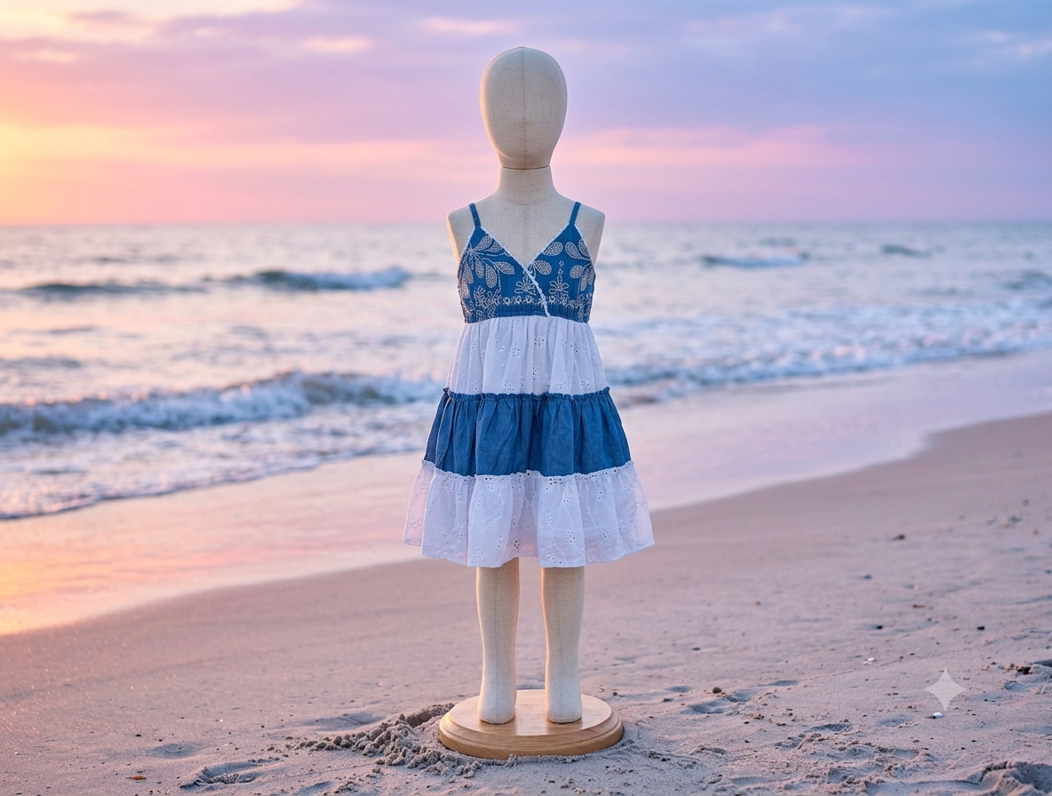 Robe a bretelle  broderie anglaise - 3