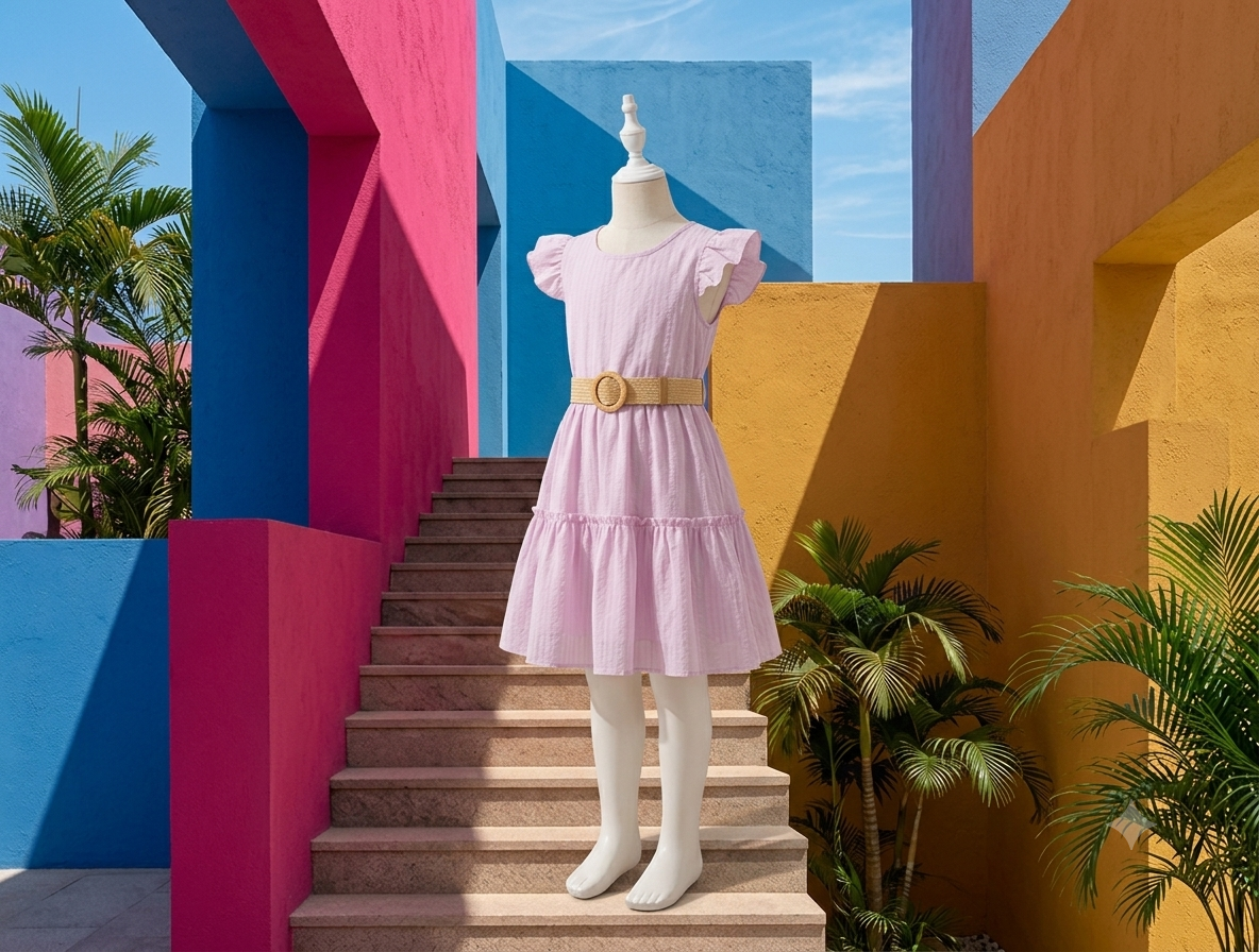 Robe rose rayée - 3