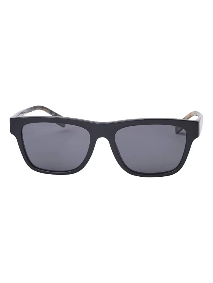 Lunettes de soleil Burberry Noir brillant  et beige rayé - 2