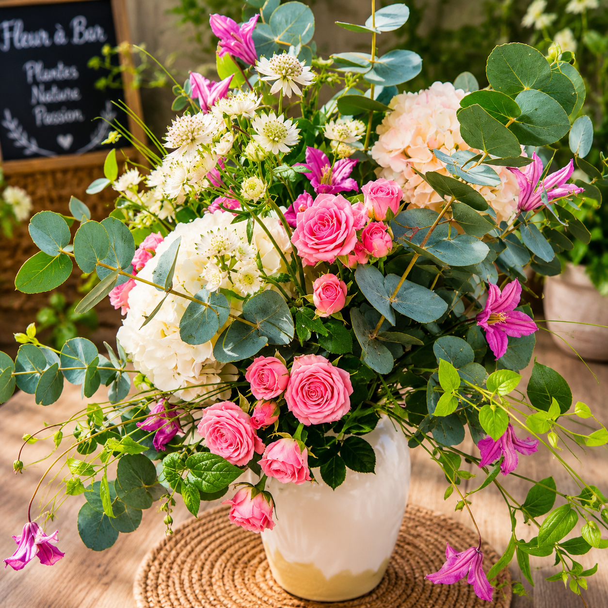 Bouquet floral dans une ambiance douce