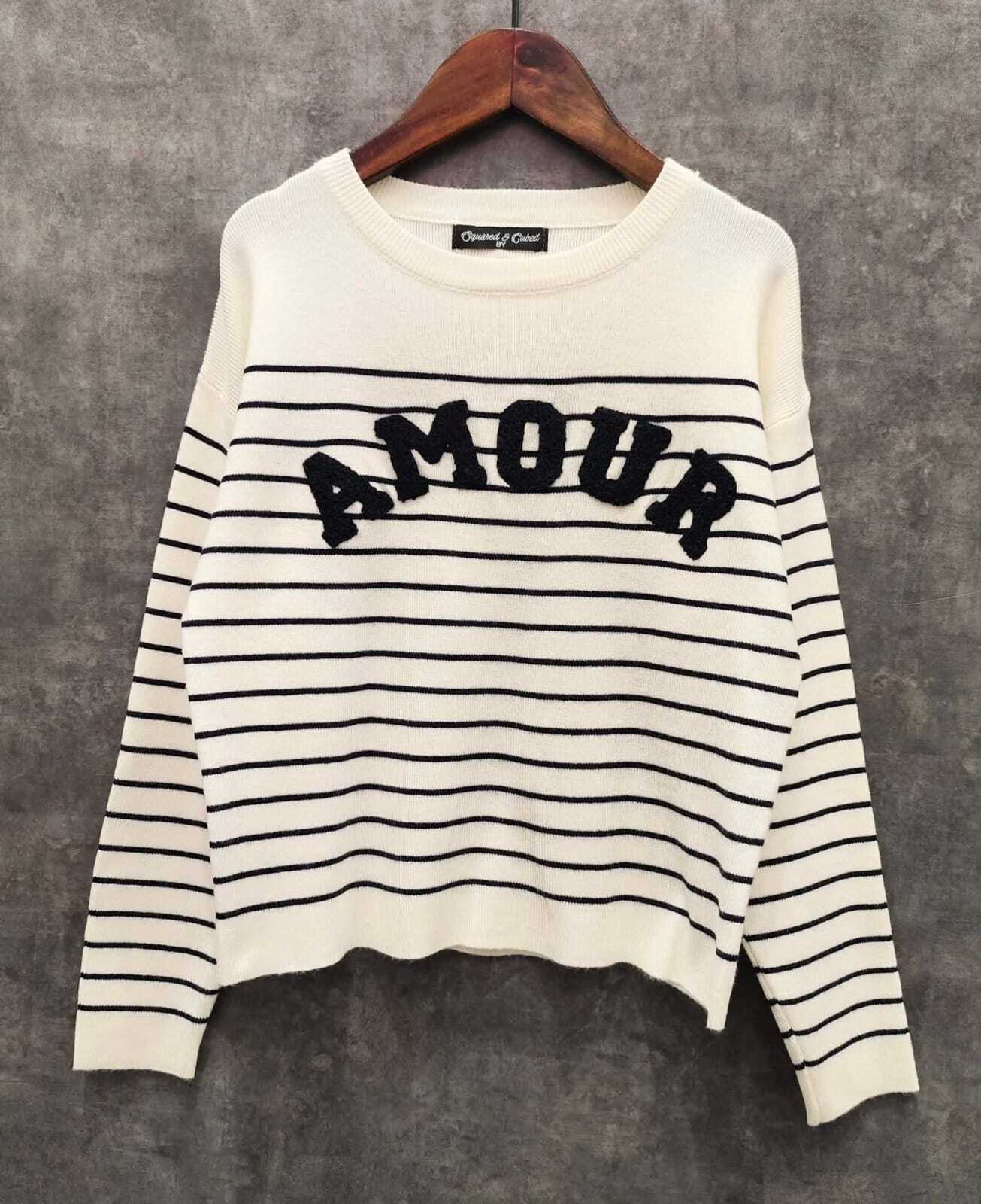 Pull marinière fille Amour - 1