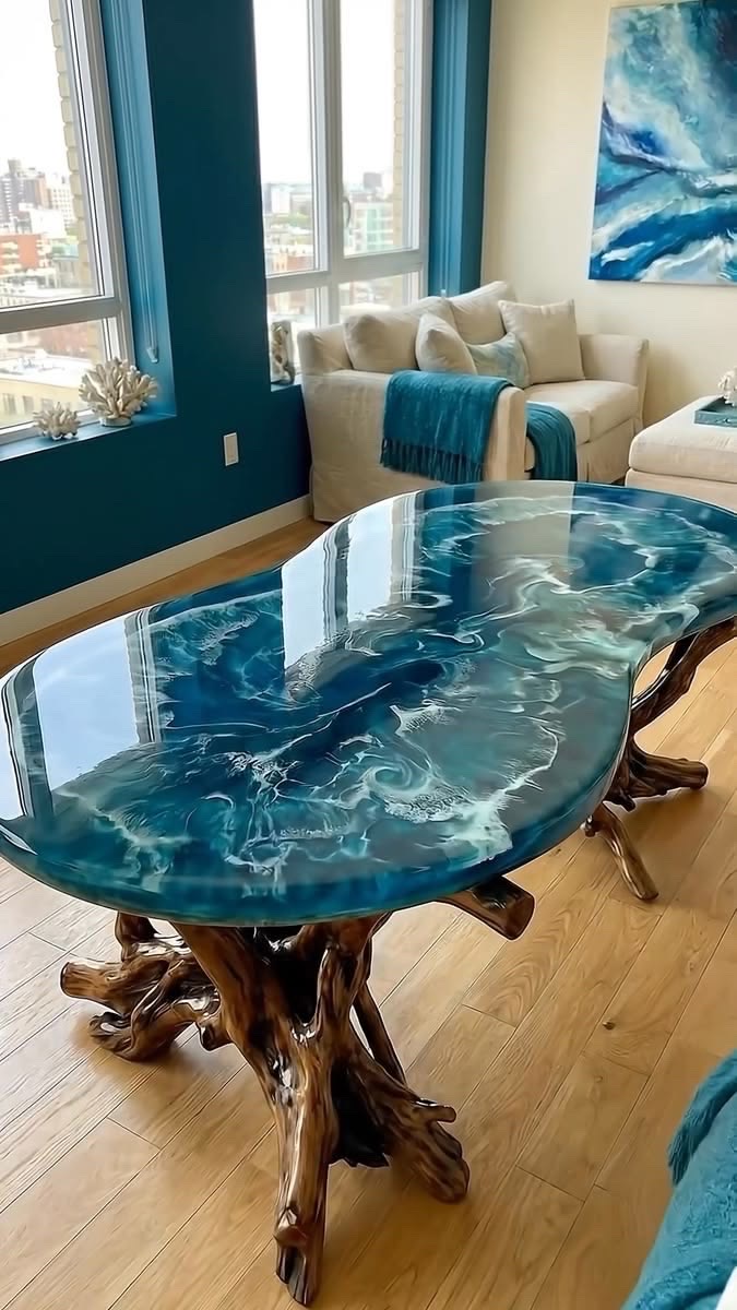 Table en Epoxy et Epoxy bois - 3