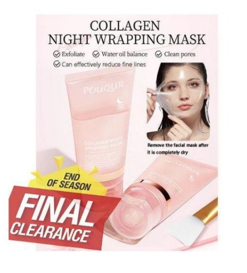 Masque d'emballage nocturne de collagène pour peau grasse-Blanc-75ML