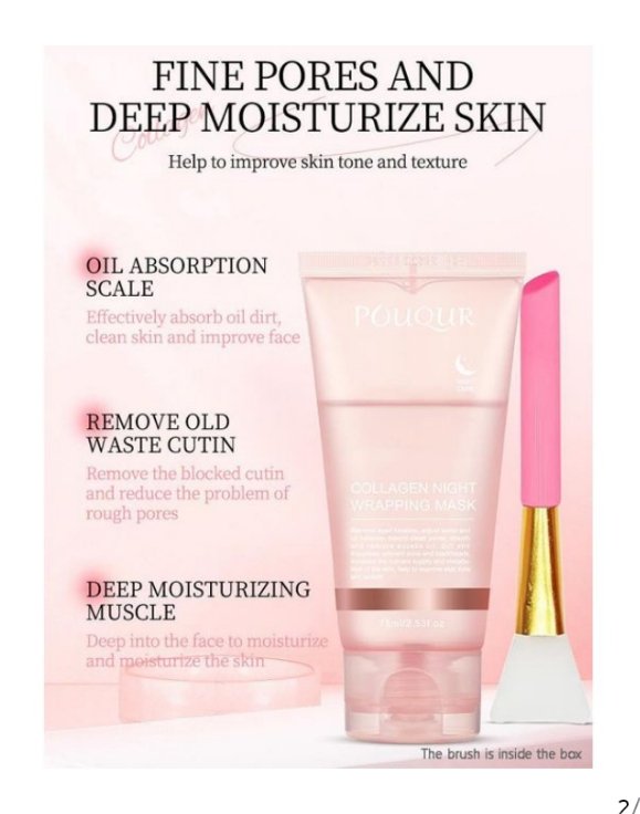 Masque d'emballage nocturne de collagène pour peau grasse-Blanc-75ML - 5