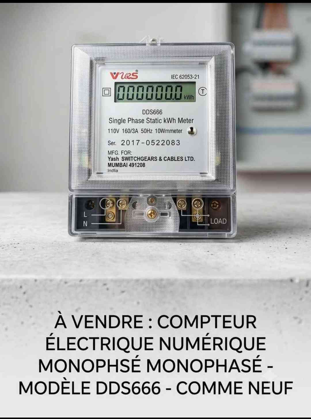 📢 À VENDRE : COMPTEUR ÉLECTRIQUE NUMÉRIQUE MONOPHASÉ 📢Neuf, modèle DDS666