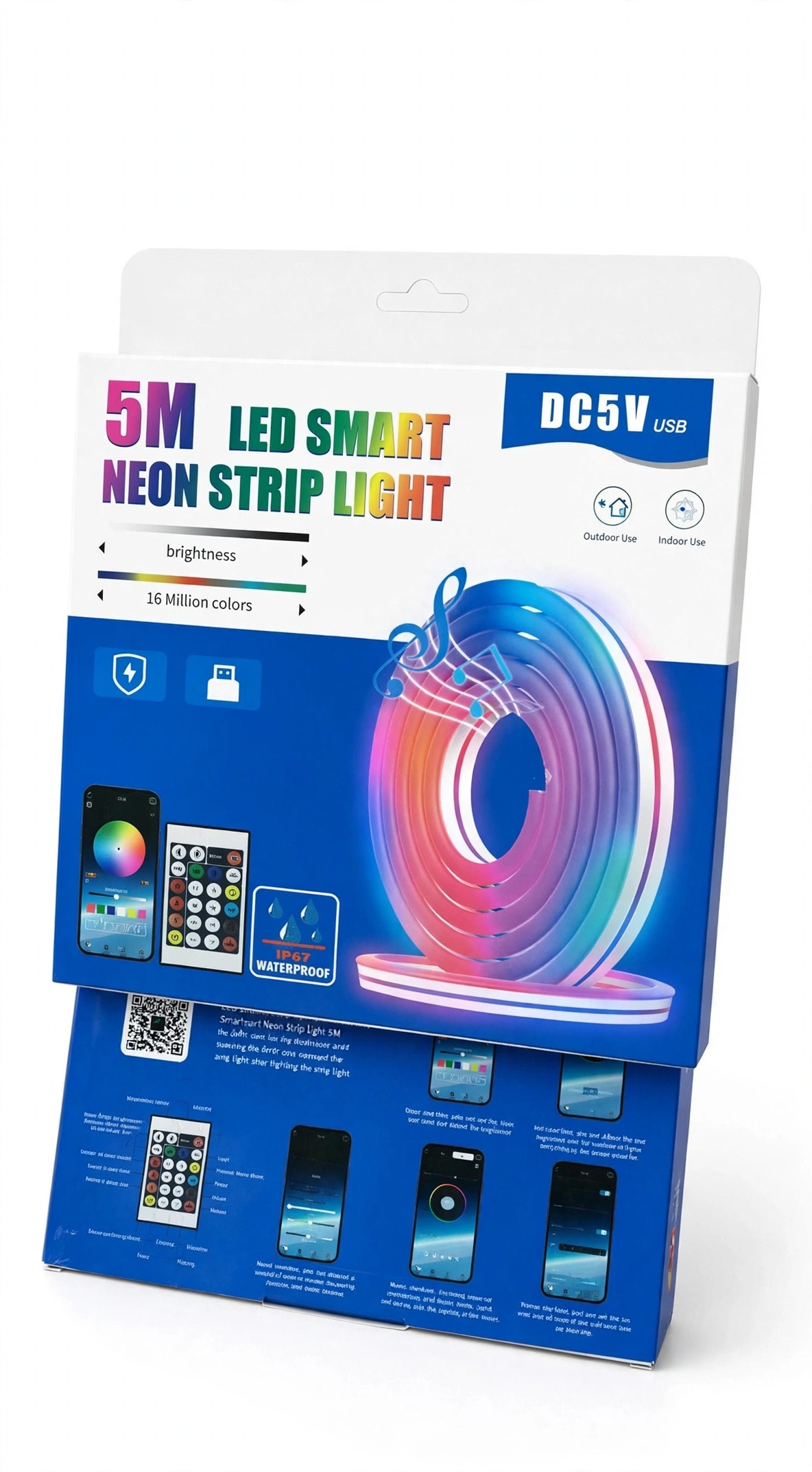 Ruban LED RGB 5M + Télécommande - Neon Strip Light