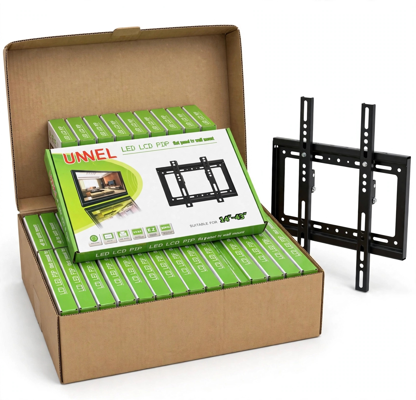 Support Mural TV UNNEL 14-43 Pouces - Fixe Universel LED LCD - Métal Solide 30KG