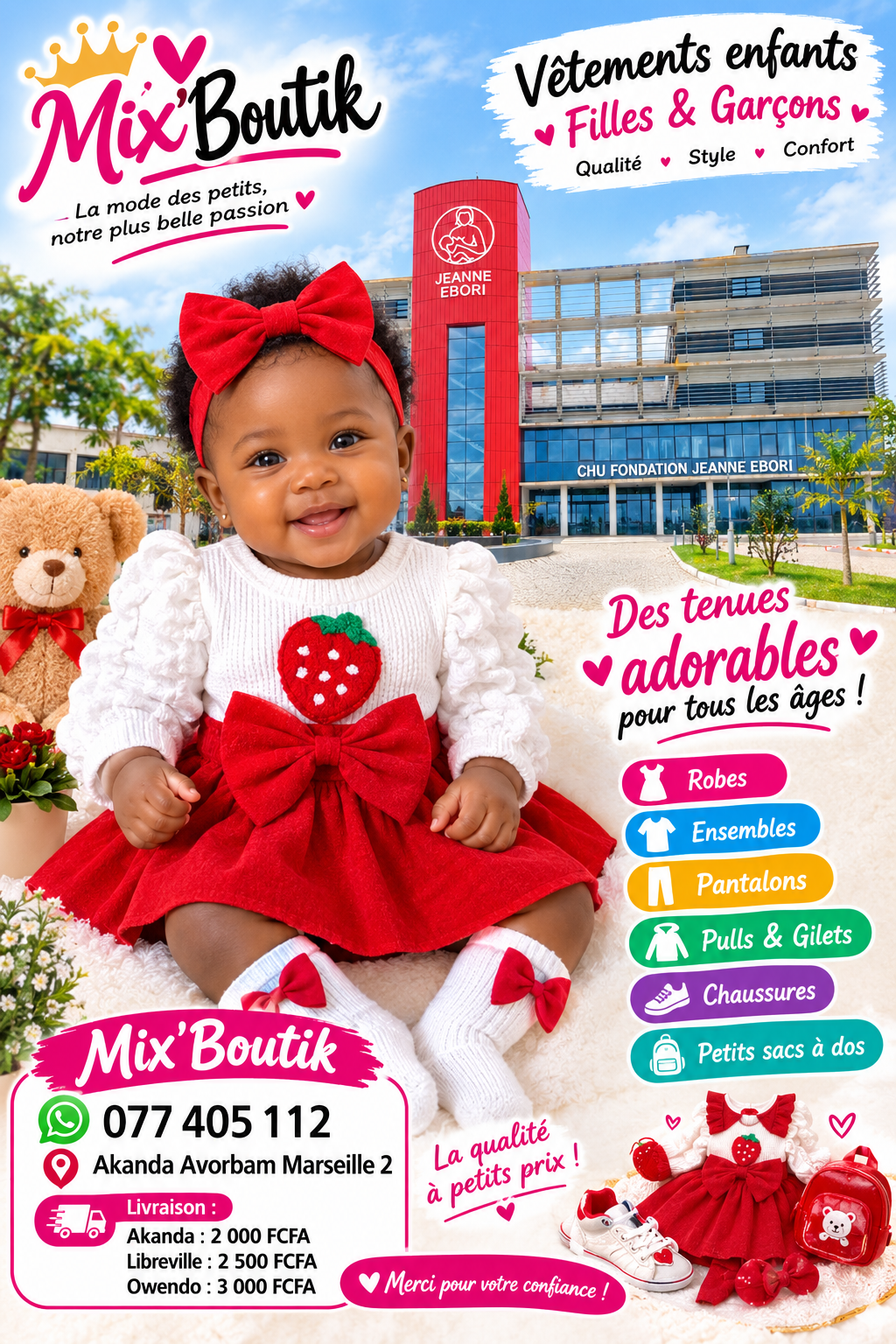 Ensemble robe+chaussettes pour bébé fille - 3