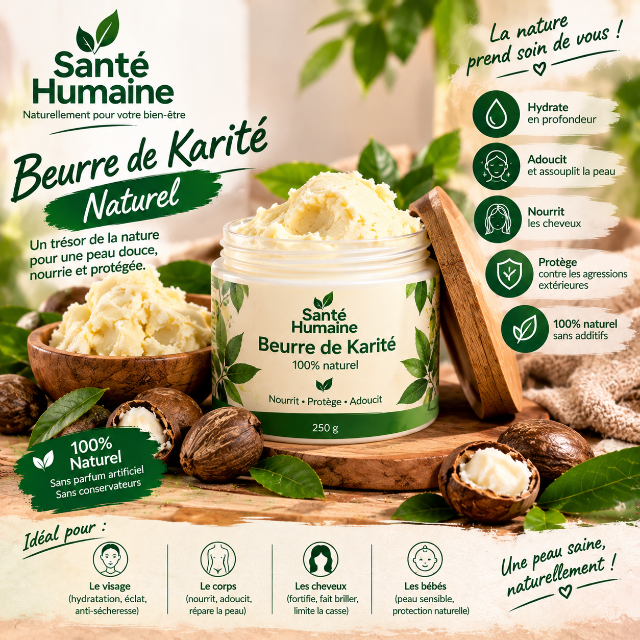 Beurre de karité naturel