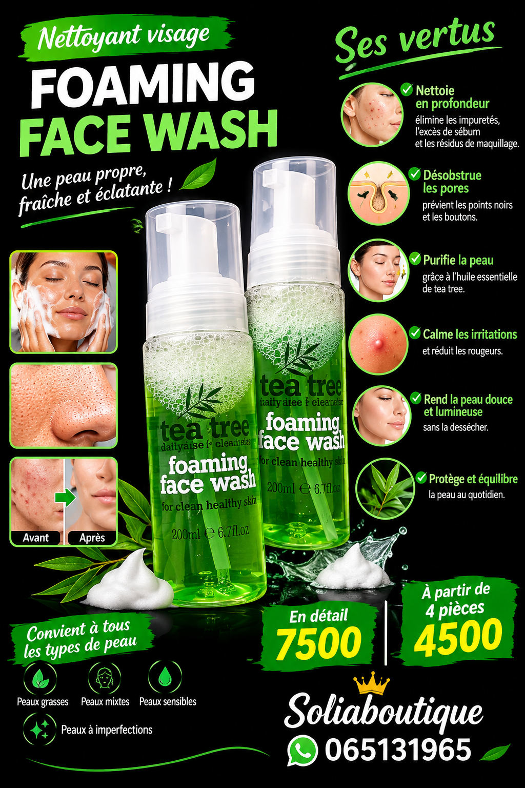 Nettoyant de visage moussant
