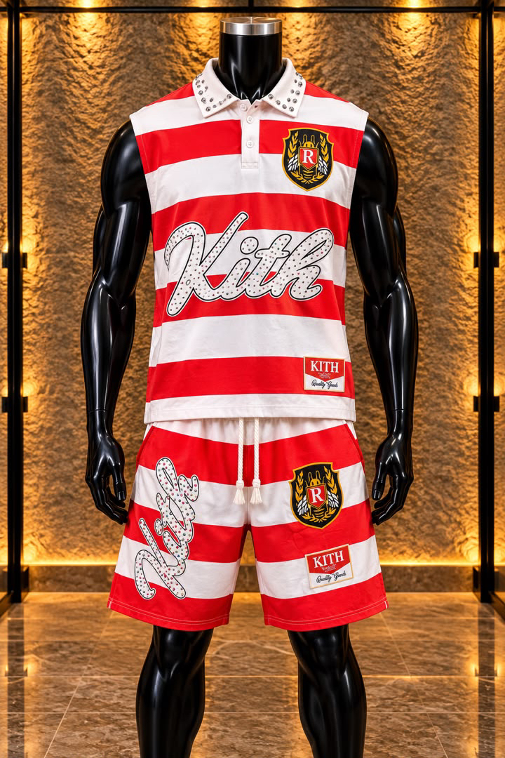 Ensemble KITH 2 pièces sans manches – Débardeur et short rayés Plusieurs couleurs disponibles 🌈✅ Tailles disponibles : [S, M, L, XL, XXL] - 2
