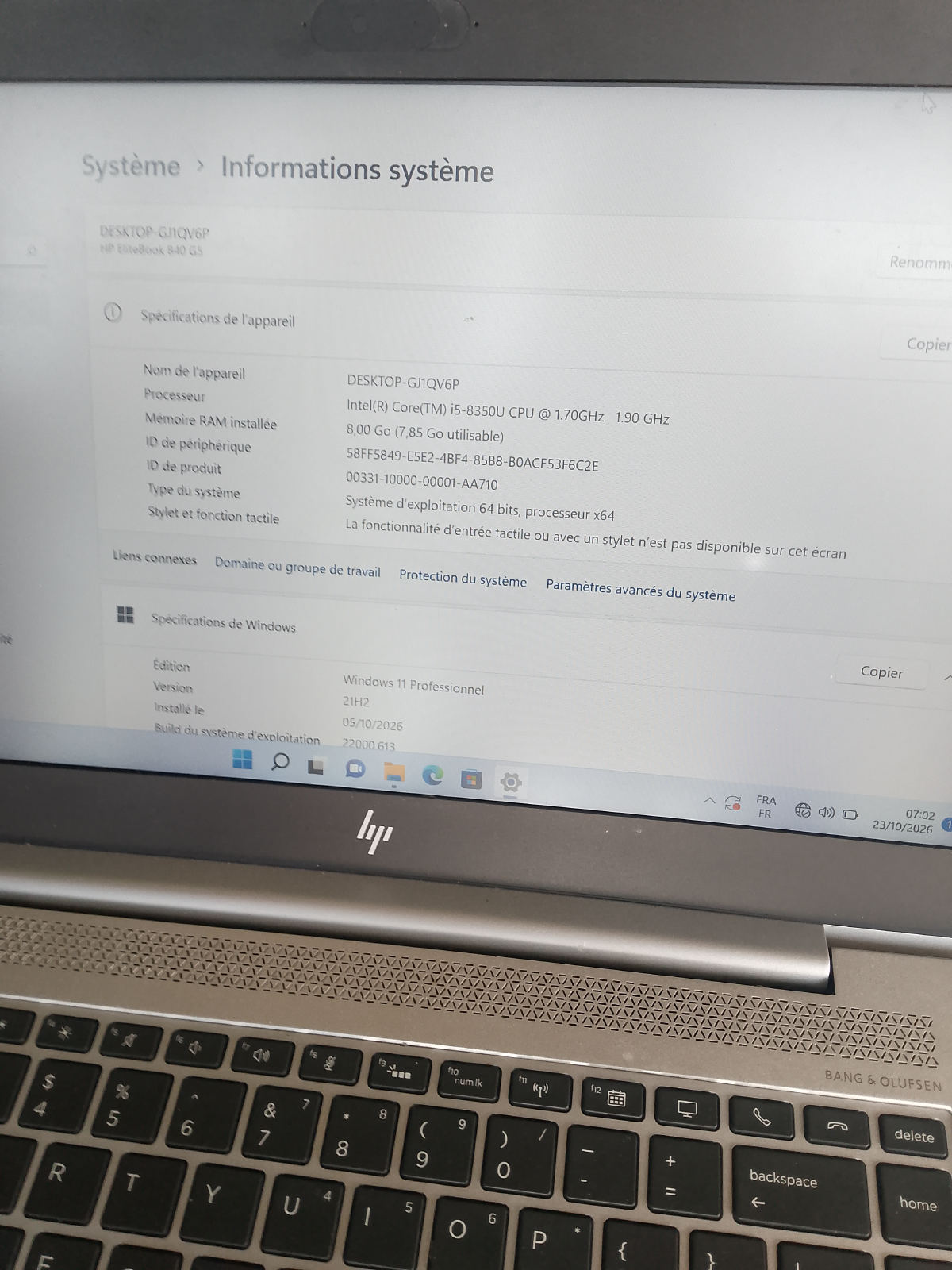 HP core i5 8e génération
