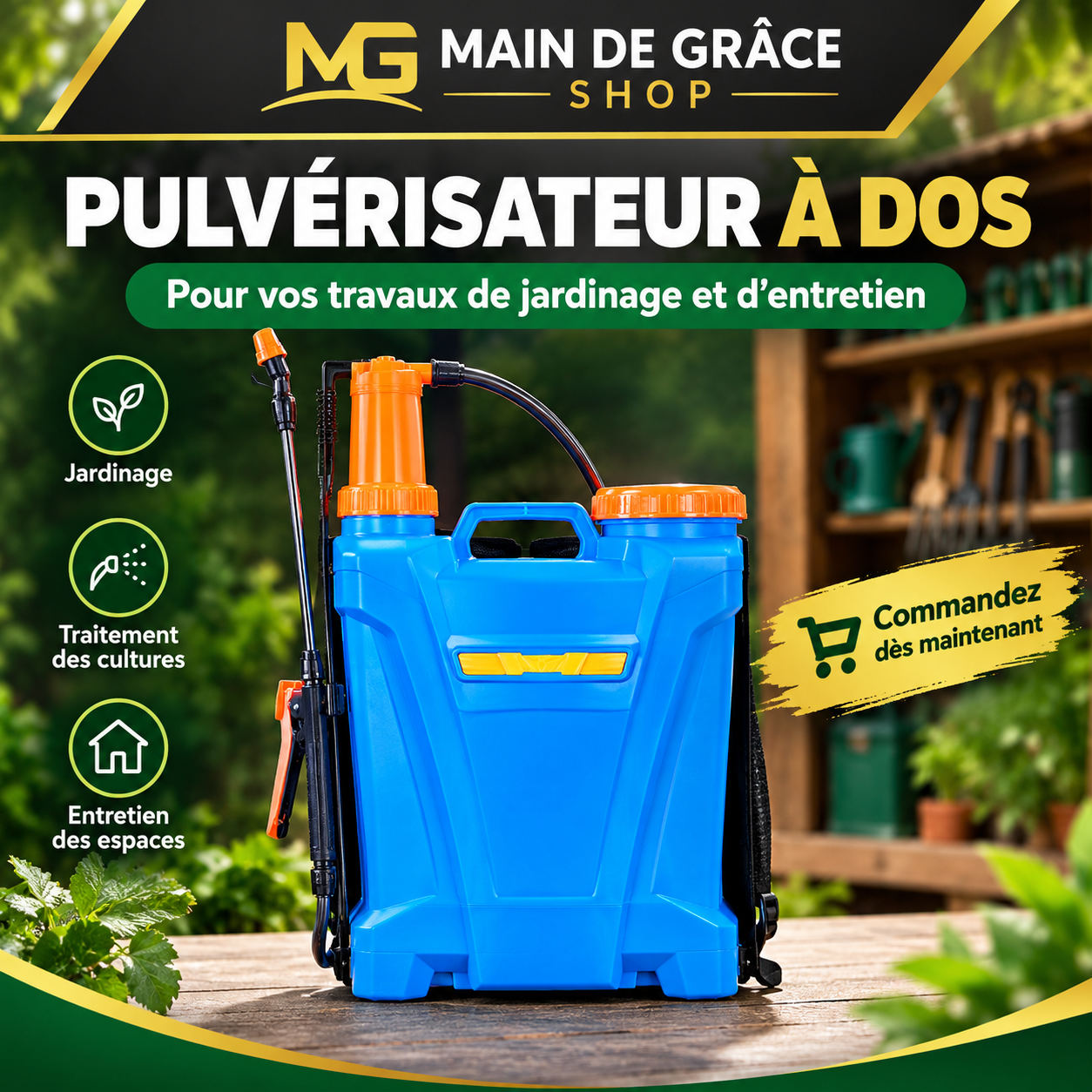 Pulvérisateur à dos bleu et orange - 2
