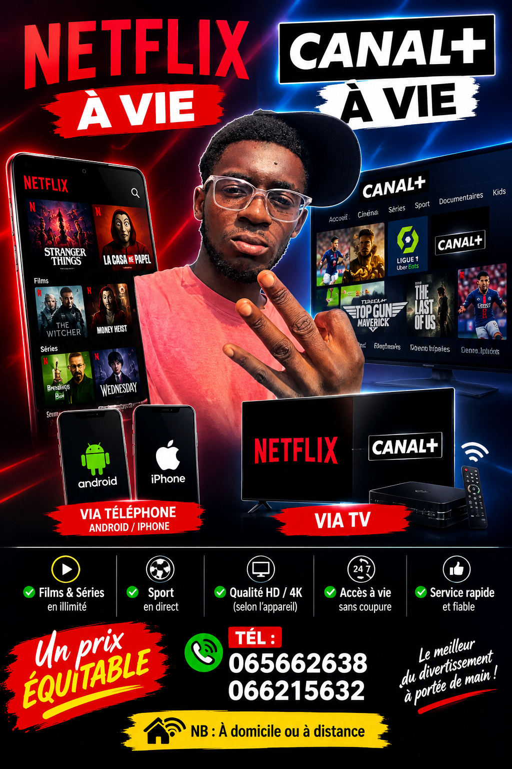 Netflix canal+ via téléphone /tv
